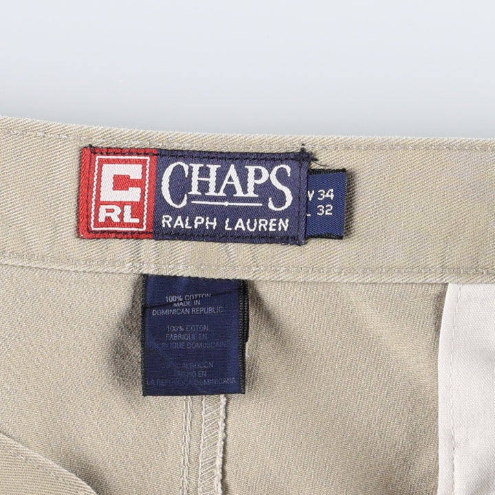 Ralph Lauren CHAPS Two-Pleat Chino Pants, Men's Size W33 (approx.) cotton Beige type Vintage Second Hand