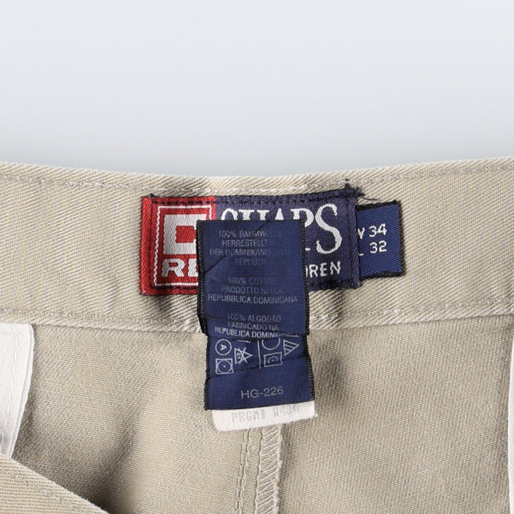 Ralph Lauren CHAPS Two-Pleat Chino Pants, Men's Size W33 (approx.) cotton Beige type Vintage Second Hand