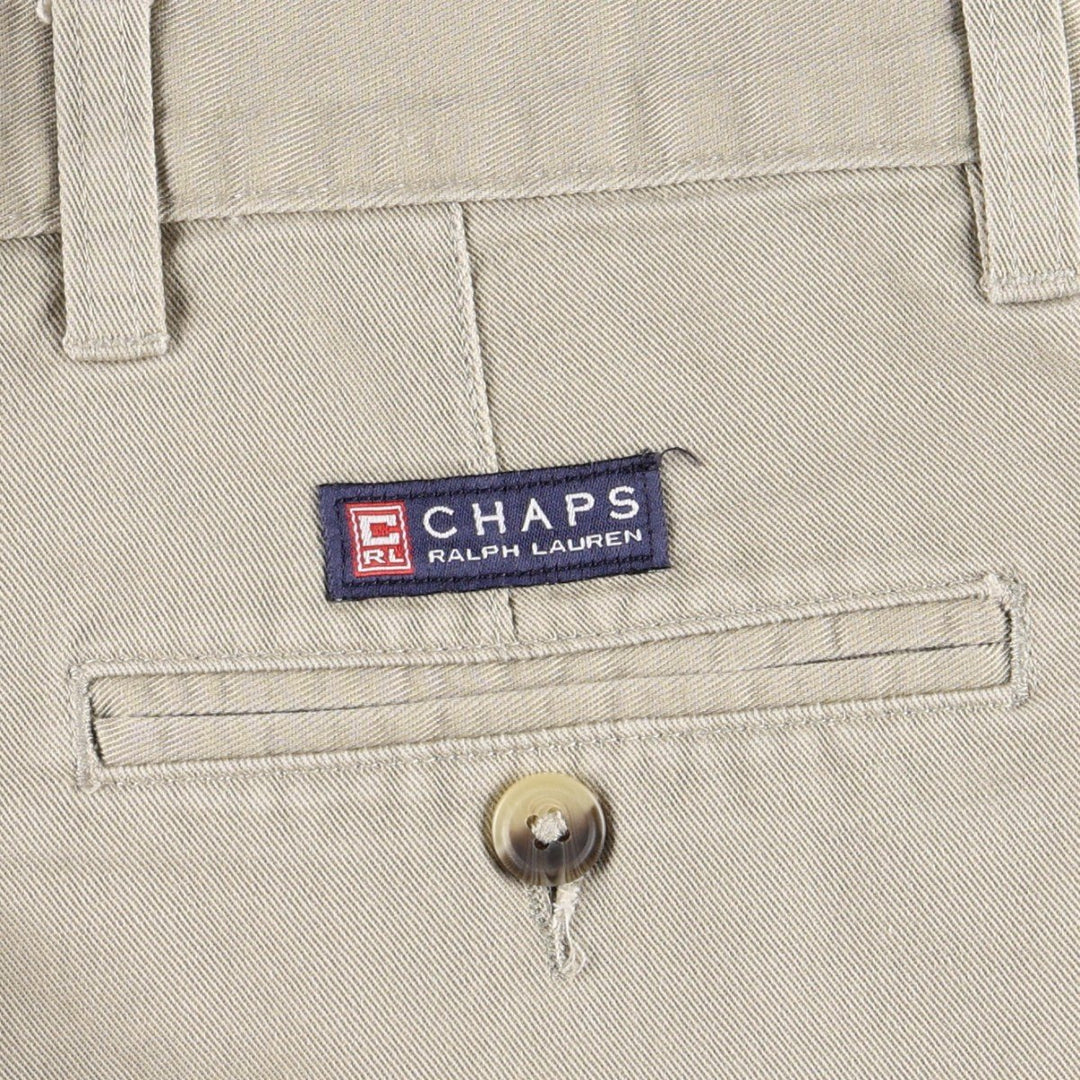 Ralph Lauren CHAPS Two-Pleat Chino Pants, Men's Size W33 (approx.) cotton Beige type Vintage Second Hand