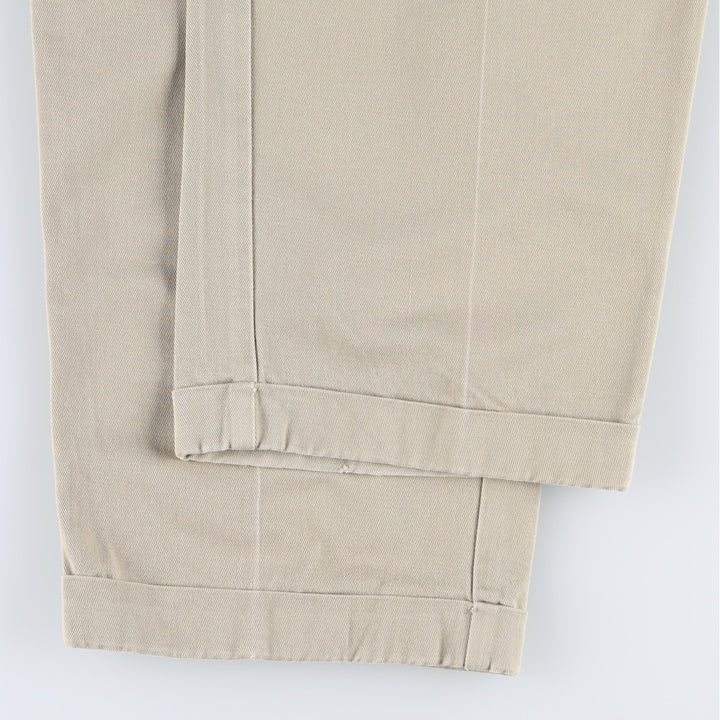 Ralph Lauren CHAPS Two-Pleat Chino Pants, Men's Size W33 (approx.) cotton Beige type Vintage Second Hand