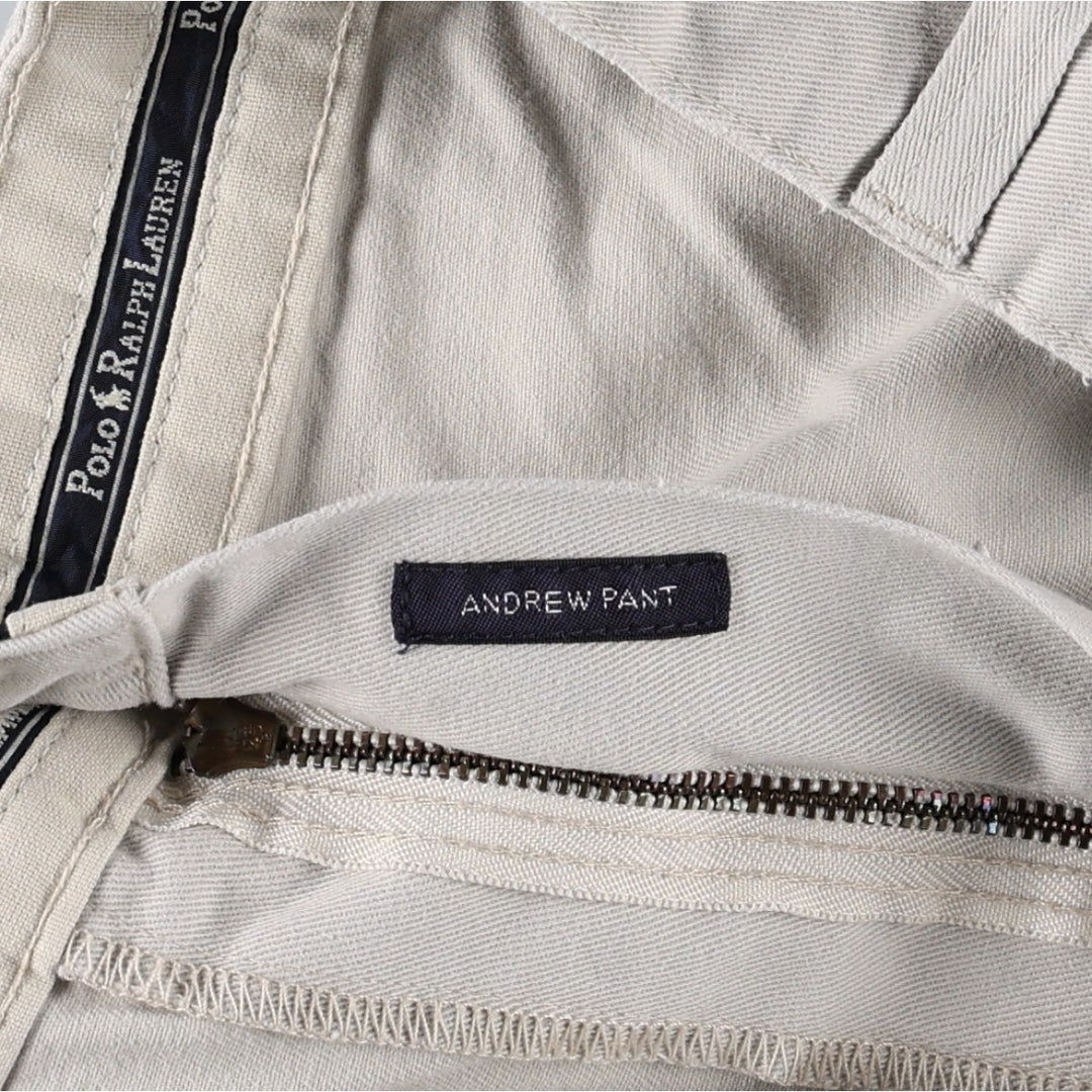 Ralph Lauren POLO RALPH LAUREN Two-pleat chino pants for men, size W34 cotton ivory Vintage Second Hand