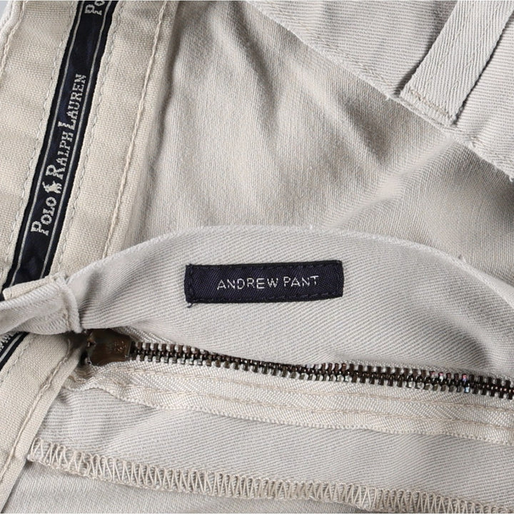 Ralph Lauren POLO RALPH LAUREN Two-pleat chino pants for men, size W34 cotton ivory Vintage Second Hand