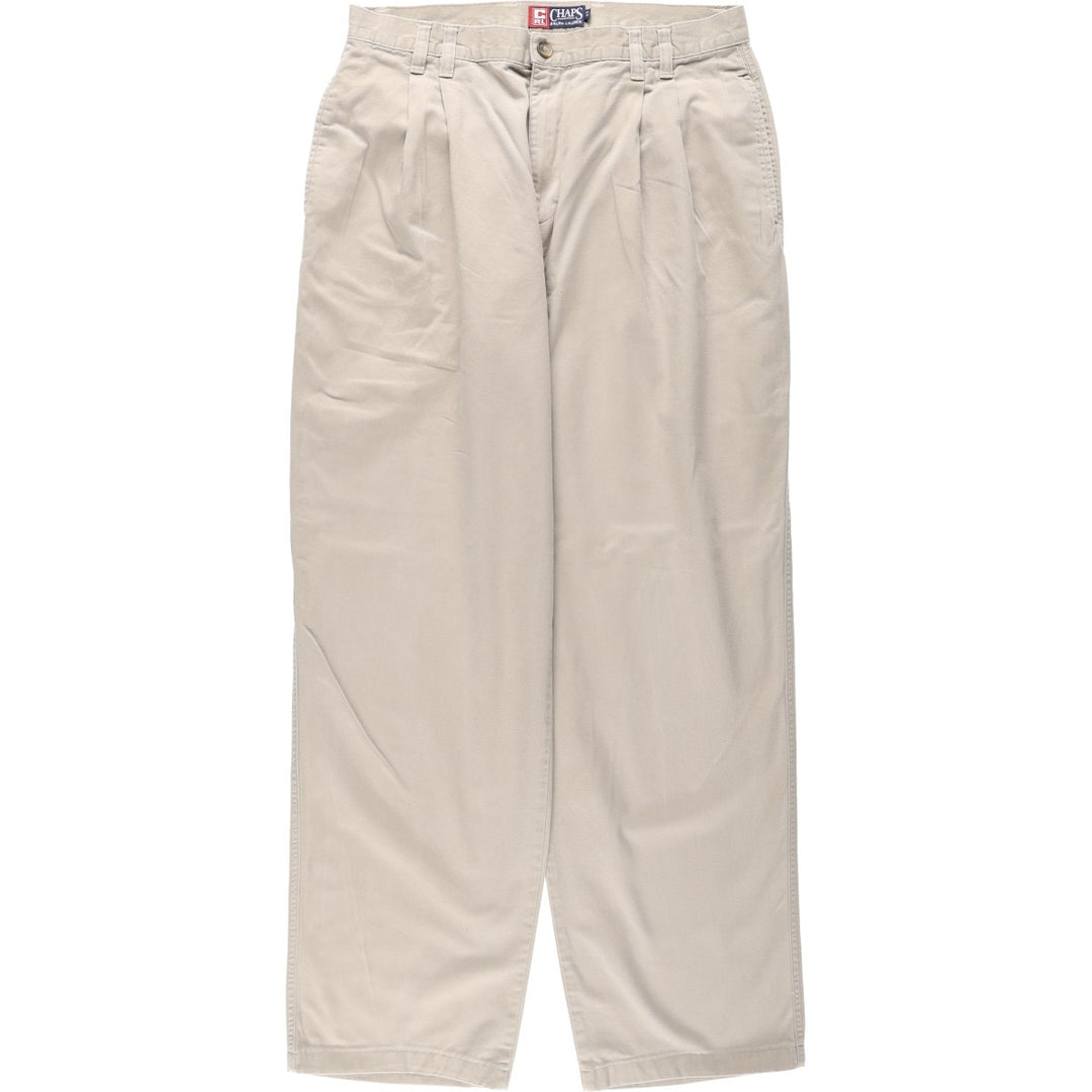 Ralph Lauren CHAPS Two-Pleat Chino Pants, Men's Size W34 (approx.) cotton Beige type Vintage Second Hand