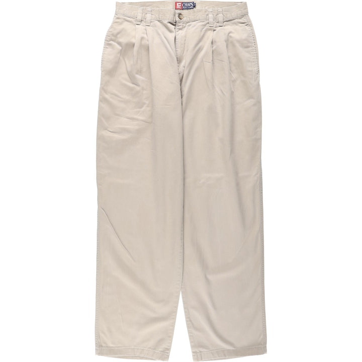 Ralph Lauren CHAPS Two-Pleat Chino Pants, Men's Size W34 (approx.) cotton Beige type Vintage Second Hand