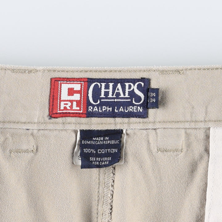 Ralph Lauren CHAPS Two-Pleat Chino Pants, Men's Size W34 (approx.) cotton Beige type Vintage Second Hand
