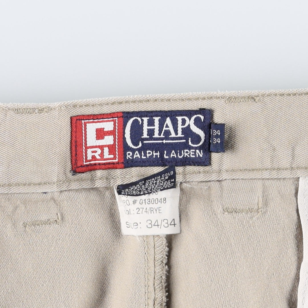 Ralph Lauren CHAPS Two-Pleat Chino Pants, Men's Size W34 (approx.) cotton Beige type Vintage Second Hand