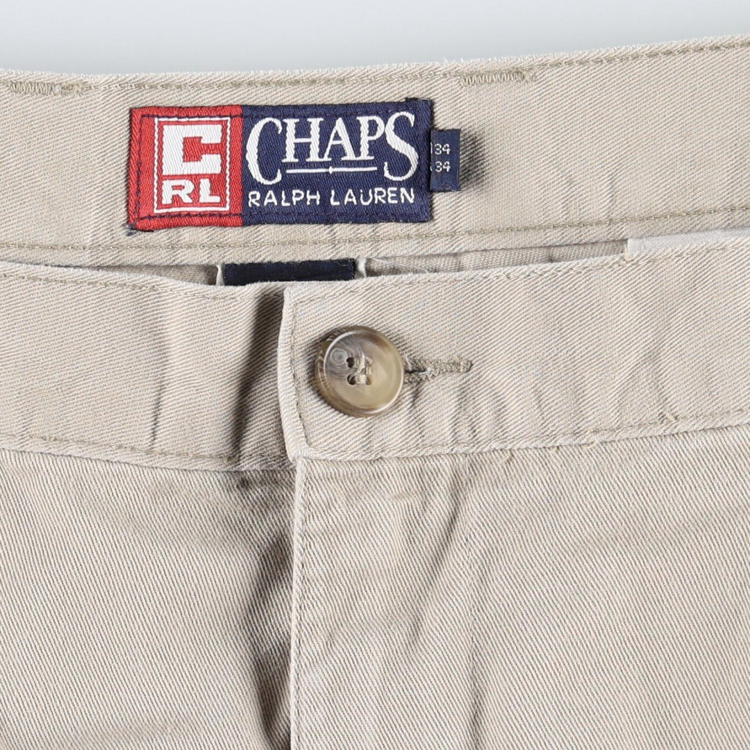 Ralph Lauren CHAPS Two-Pleat Chino Pants, Men's Size W34 (approx.) cotton Beige type Vintage Second Hand