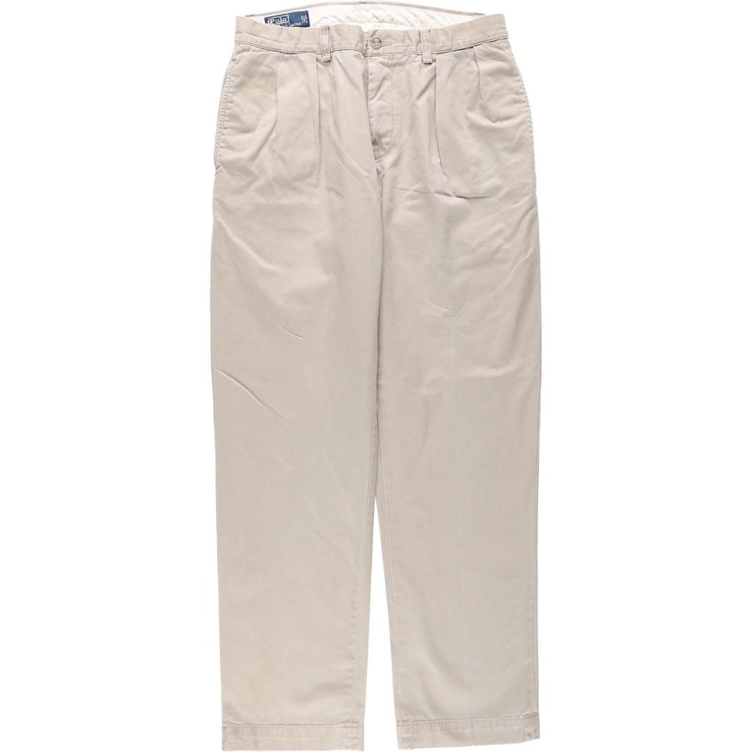 Ralph Lauren ETHAN PANT Two-Pleat Chino Pants, Men's Size W34 (approx.) cotton Beige type Vintage Second Hand