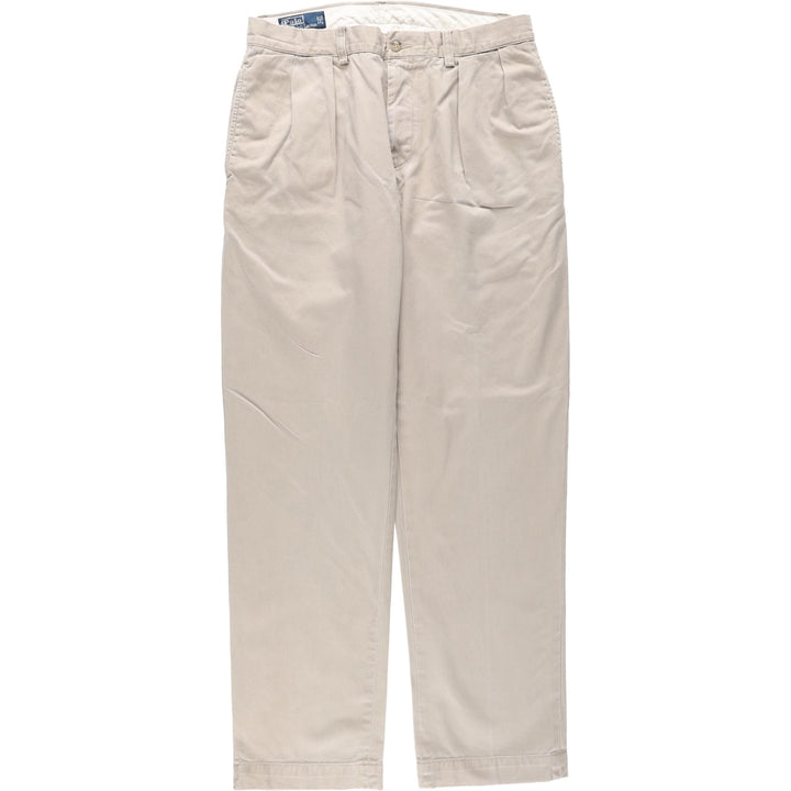 Ralph Lauren ETHAN PANT Two-Pleat Chino Pants, Men's Size W34 (approx.) cotton Beige type Vintage Second Hand