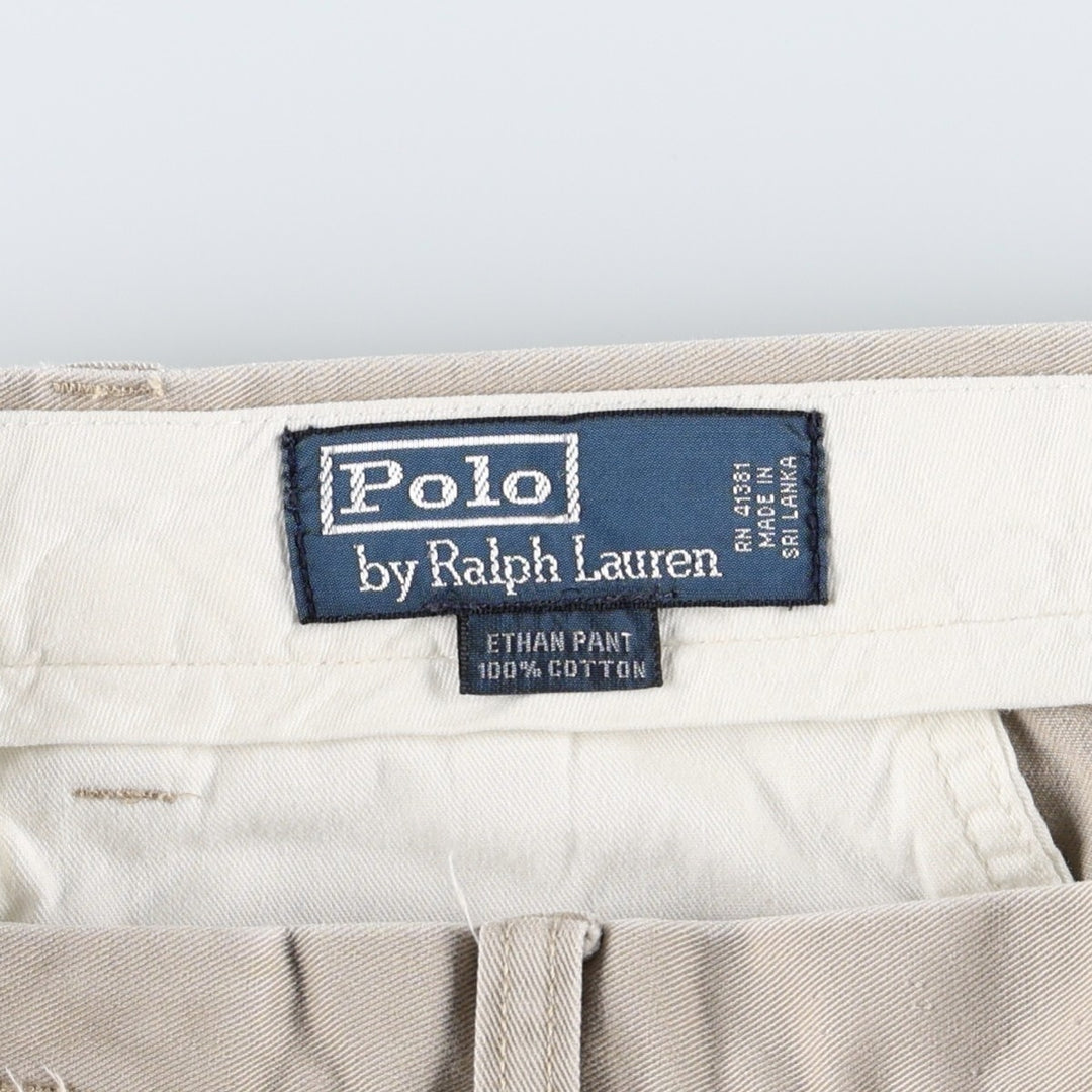 Ralph Lauren ETHAN PANT Two-Pleat Chino Pants, Men's Size W34 (approx.) cotton Beige type Vintage Second Hand