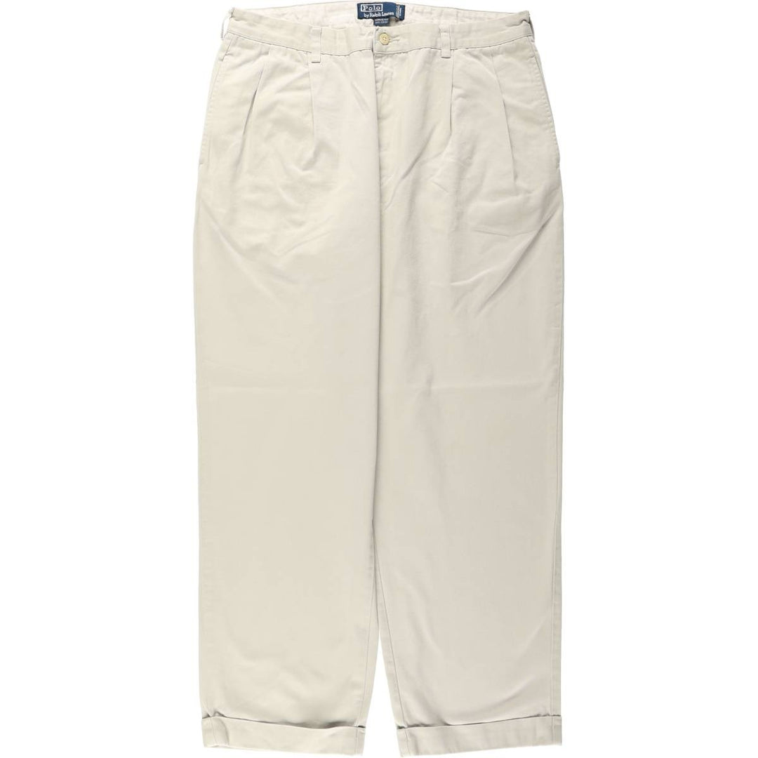 Ralph Lauren POLO by Ralph Lauren HAMMOND PANT, two-pleat chino pants, men's, w34 equivalent cotton Beige type Vintage Second Hand