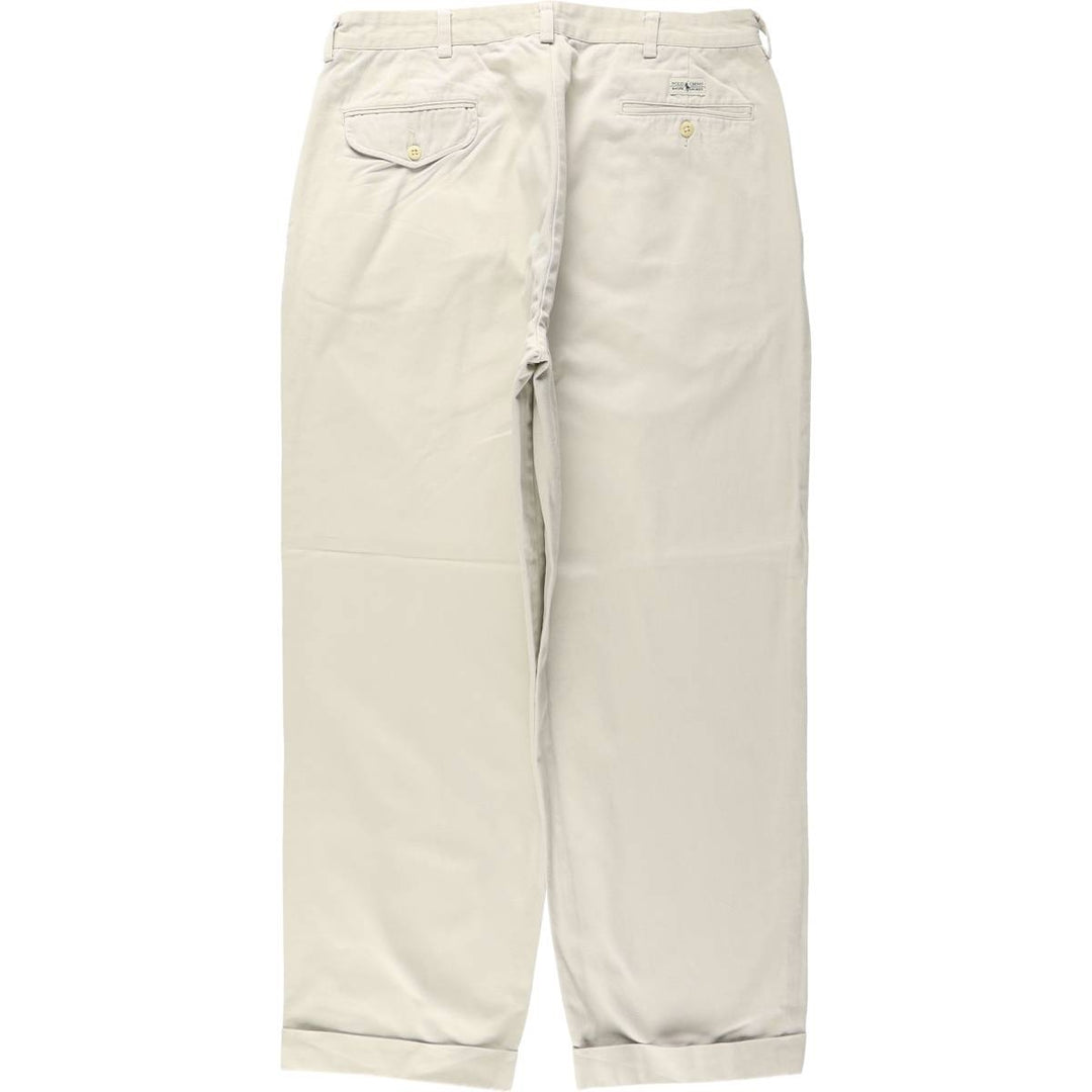 Ralph Lauren POLO by Ralph Lauren HAMMOND PANT, two-pleat chino pants, men's, w34 equivalent cotton Beige type Vintage Second Hand