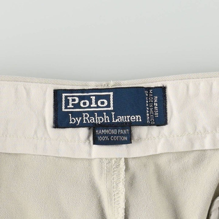 Ralph Lauren POLO by Ralph Lauren HAMMOND PANT, two-pleat chino pants, men's, w34 equivalent cotton Beige type Vintage Second Hand