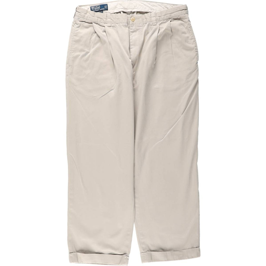 Ralph Lauren POLO by Ralph Lauren HAMMOND PANT, two-pleat chino pants, men's, w34 equivalent cotton Beige type Vintage Second Hand