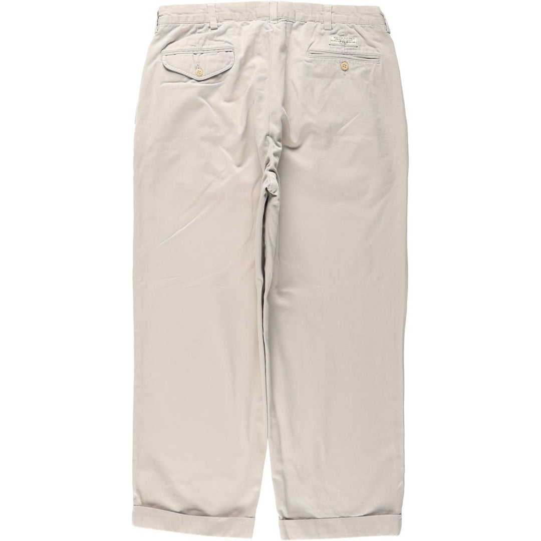 Ralph Lauren POLO by Ralph Lauren HAMMOND PANT, two-pleat chino pants, men's, w34 equivalent cotton Beige type Vintage Second Hand