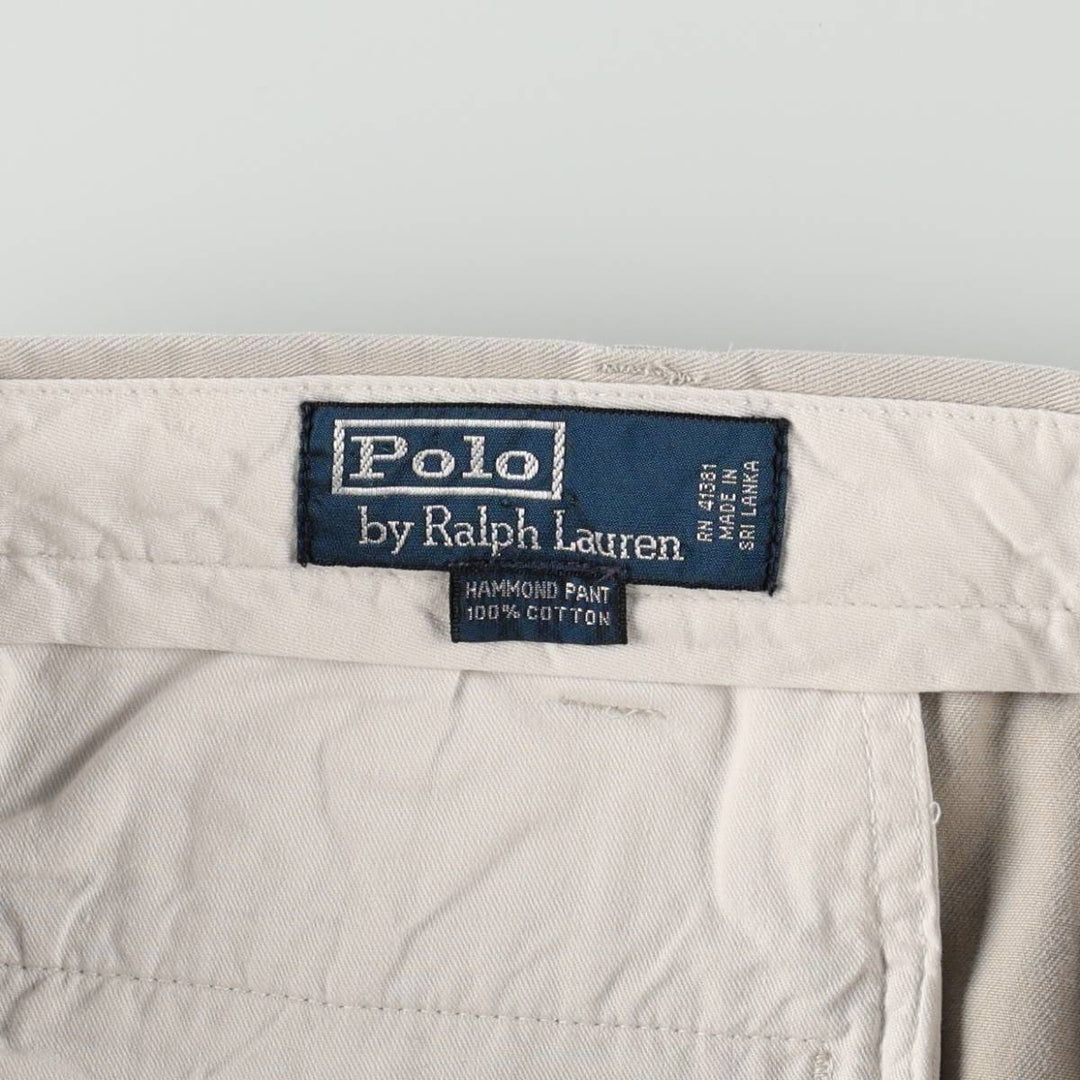 Ralph Lauren POLO by Ralph Lauren HAMMOND PANT, two-pleat chino pants, men's, w34 equivalent cotton Beige type Vintage Second Hand