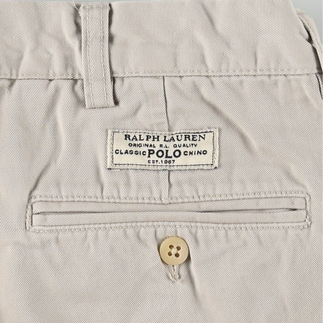 Ralph Lauren POLO by Ralph Lauren HAMMOND PANT, two-pleat chino pants, men's, w34 equivalent cotton Beige type Vintage Second Hand