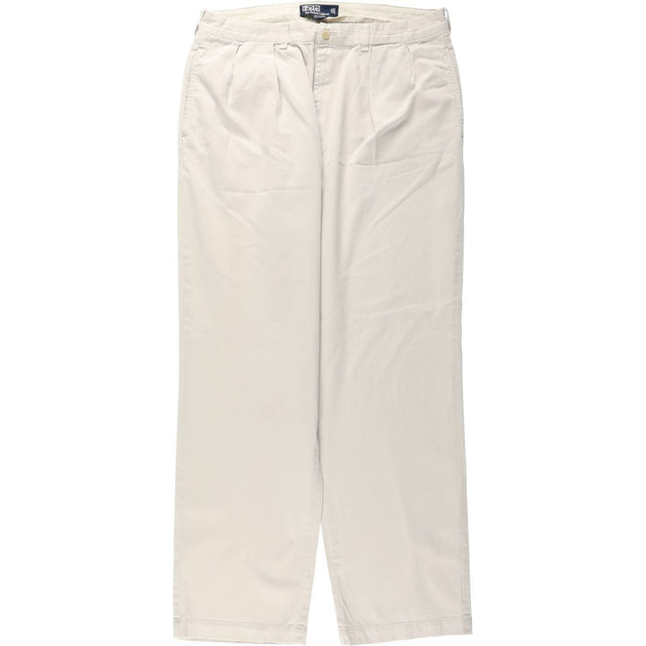 Ralph Lauren POLO by Ralph Lauren ANDREW PANT Chino Pants, Men's W35 equivalent, Two-pleat. cotton ivory Vintage Second Hand
