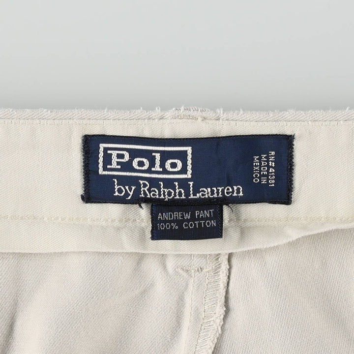 Ralph Lauren POLO by Ralph Lauren ANDREW PANT Chino Pants, Men's W35 equivalent, Two-pleat. cotton ivory Vintage Second Hand