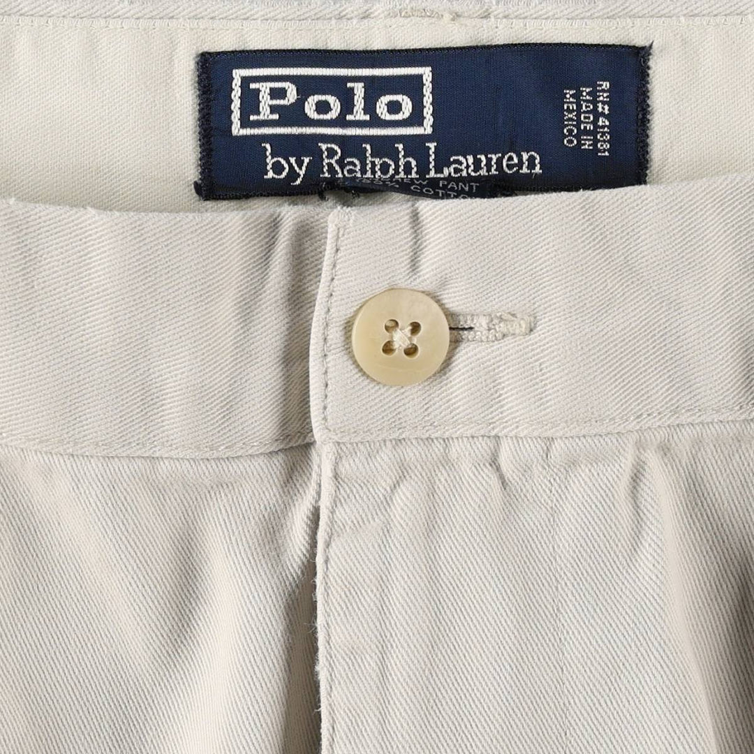 Ralph Lauren POLO by Ralph Lauren ANDREW PANT Chino Pants, Men's W35 equivalent, Two-pleat. cotton ivory Vintage Second Hand