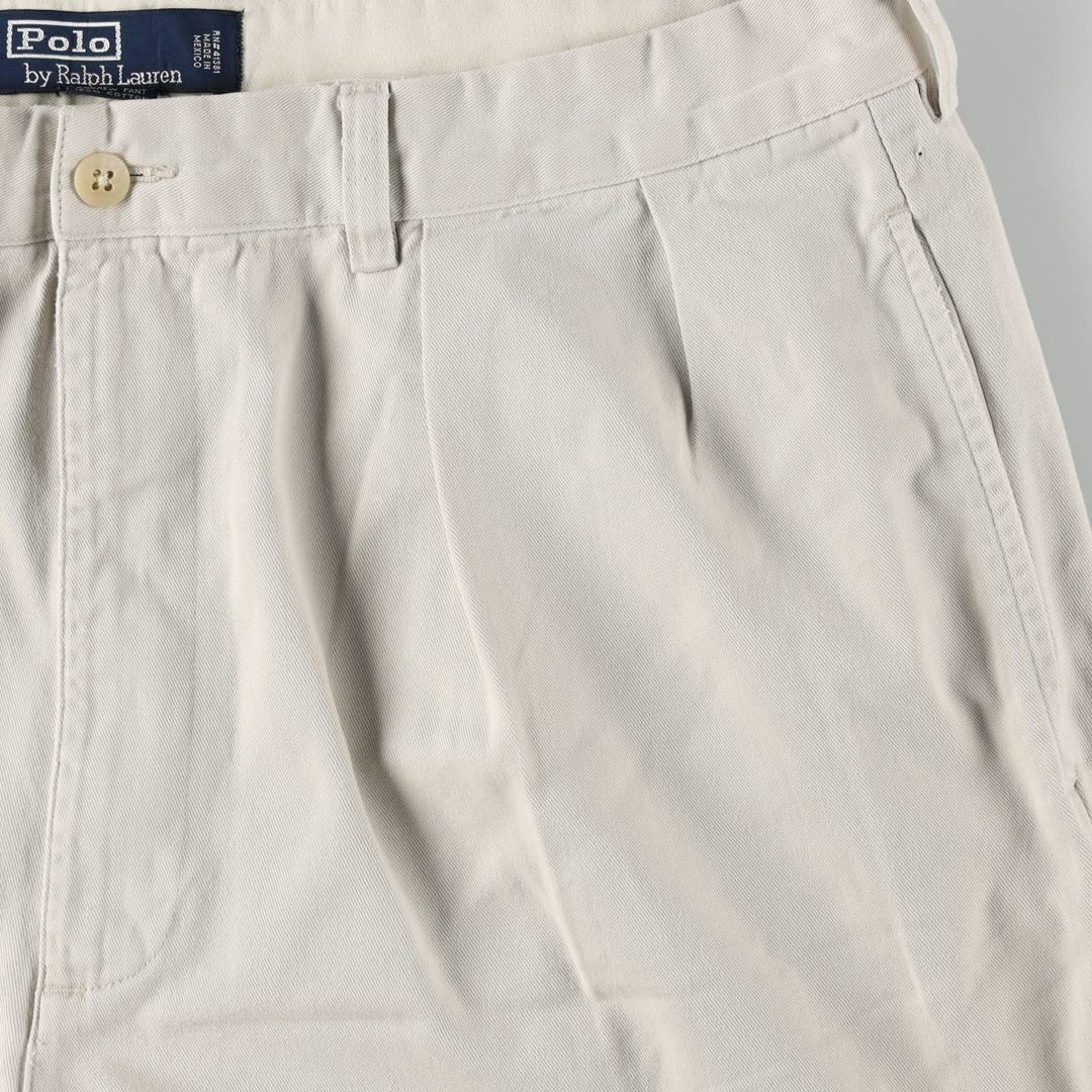 Ralph Lauren POLO by Ralph Lauren ANDREW PANT Chino Pants, Men's W35 equivalent, Two-pleat. cotton ivory Vintage Second Hand