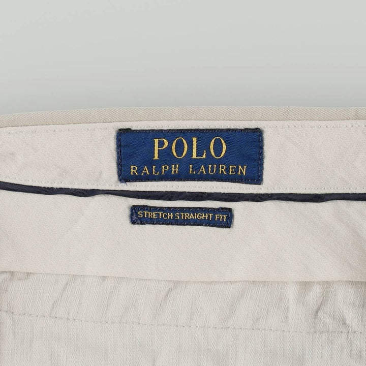 Ralph Lauren POLO RALPH LAUREN Stretch Straight Fit Chino Pants, Men's Size W34 (approx.) cotton ivory Vintage Second Hand