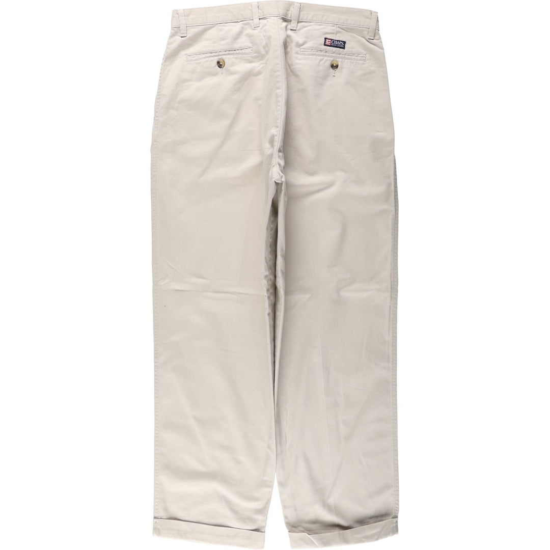 Ralph Lauren CHAPS Chino Pants, Two-Pleat, Men's Size W32 (approx.) cotton ivory Vintage Second Hand