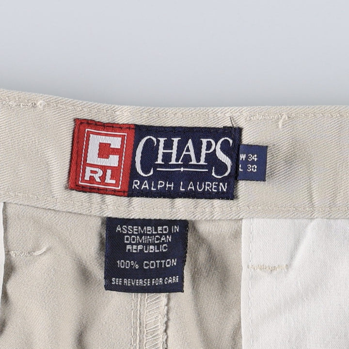 Ralph Lauren CHAPS Chino Pants, Two-Pleat, Men's Size W32 (approx.) cotton ivory Vintage Second Hand