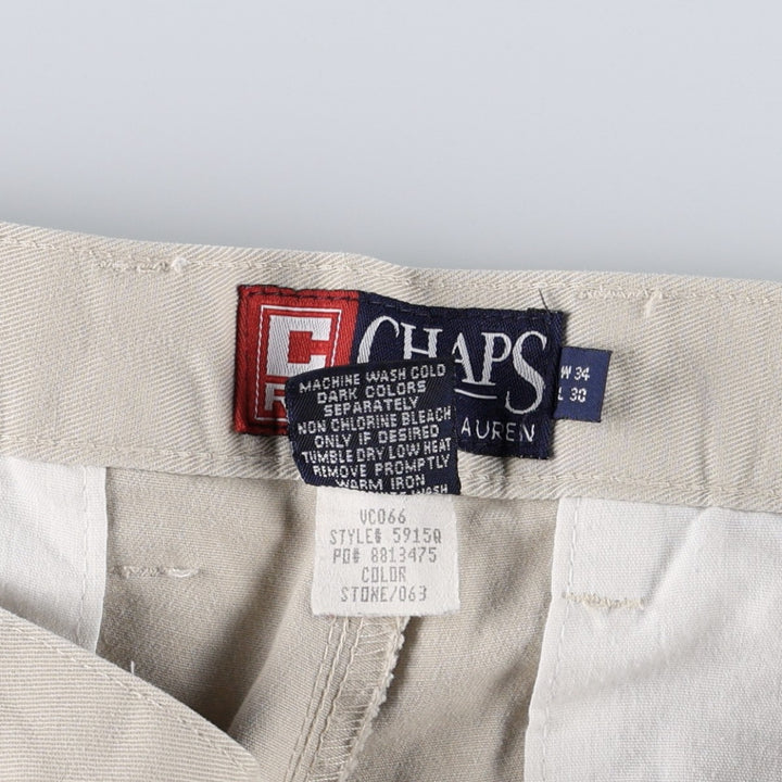 Ralph Lauren CHAPS Chino Pants, Two-Pleat, Men's Size W32 (approx.) cotton ivory Vintage Second Hand