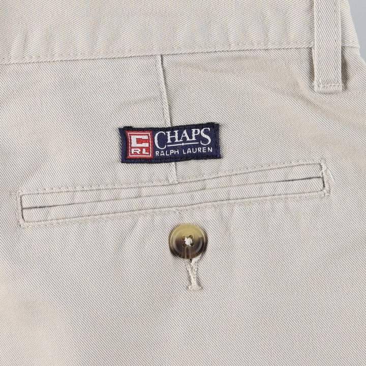 Ralph Lauren CHAPS Chino Pants, Two-Pleat, Men's Size W32 (approx.) cotton ivory Vintage Second Hand