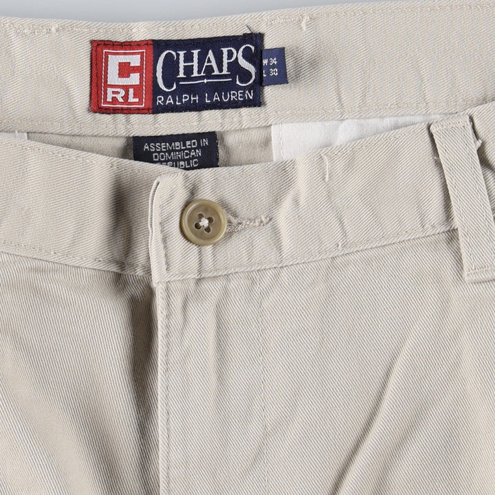 Ralph Lauren CHAPS Chino Pants, Two-Pleat, Men's Size W32 (approx.) cotton ivory Vintage Second Hand