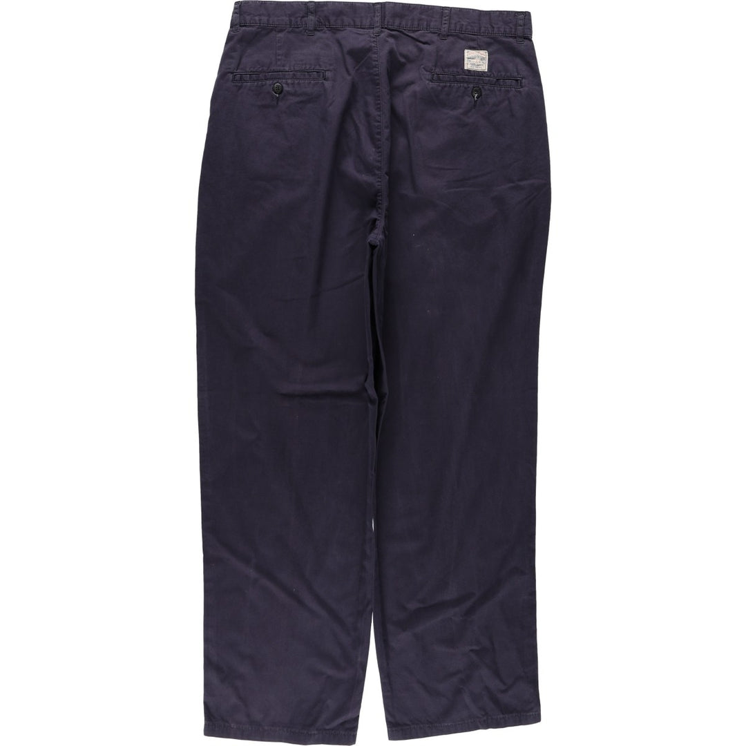 Ralph Lauren Polo by Ralph Lauren Two-Pleat Chino Pants, Men's Size W35 (approx.) cotton navy blue type Vintage Second Hand