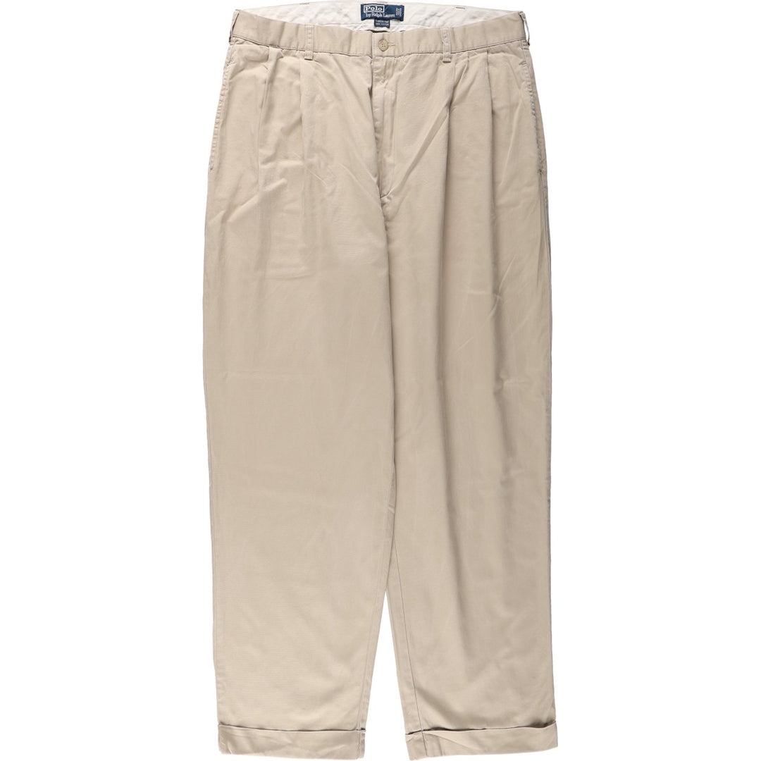 Ralph Lauren POLO by Ralph Lauren HAMMOND PANT, two-pleat chino pants, men's w35 equivalent cotton Khaki type beige Vintage Second Hand