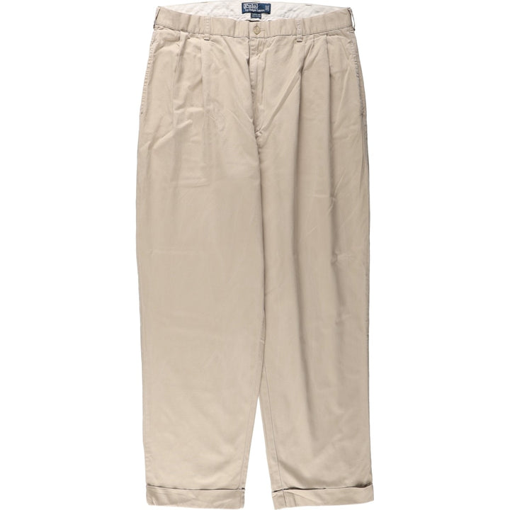 Ralph Lauren POLO by Ralph Lauren HAMMOND PANT, two-pleat chino pants, men's w35 equivalent cotton Khaki type beige Vintage Second Hand