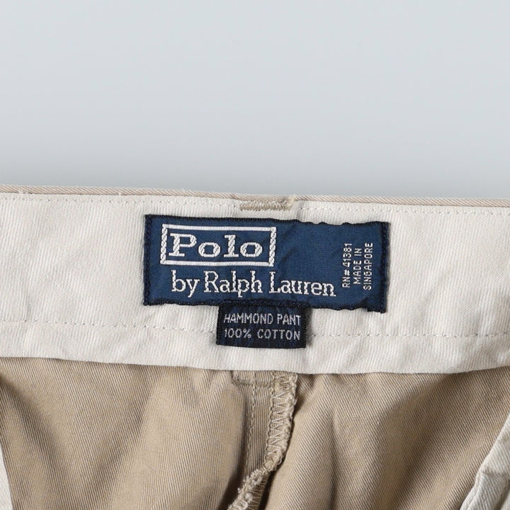 Ralph Lauren POLO by Ralph Lauren HAMMOND PANT, two-pleat chino pants, men's w35 equivalent cotton Khaki type beige Vintage Second Hand