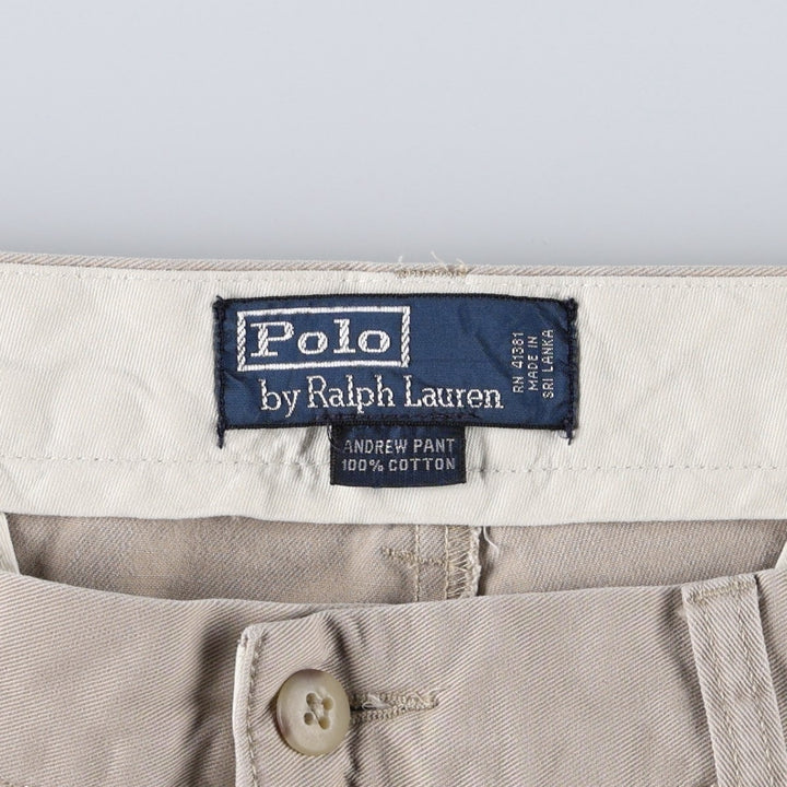 Ralph Lauren Polo by Ralph Lauren ANDREW PANT Two-Pleat Chino Pants Men's W34 (approx.) cotton Beige type Vintage Second Hand