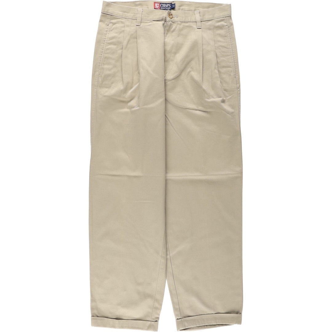 Ralph Lauren CHAPS Two-Pleat Chino Pants, Men's Size W34 (approx.) cotton Beige type Vintage Second Hand