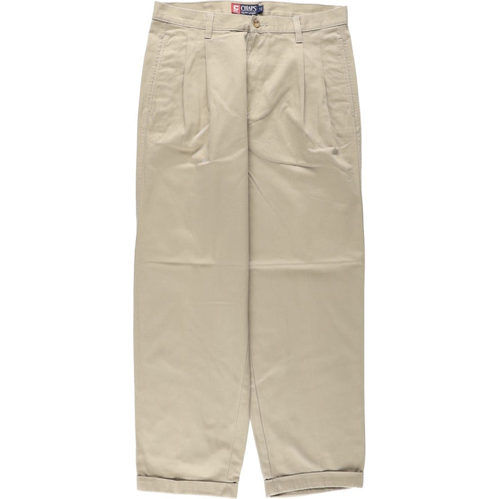 Ralph Lauren CHAPS Two-Pleat Chino Pants, Men's Size W34 (approx.) cotton Beige type Vintage Second Hand