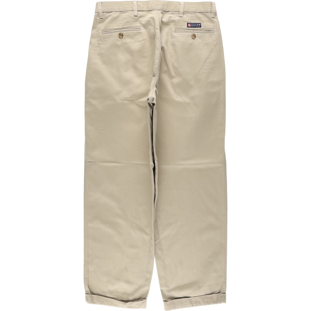 Ralph Lauren CHAPS Two-Pleat Chino Pants, Men's Size W34 (approx.) cotton Beige type Vintage Second Hand