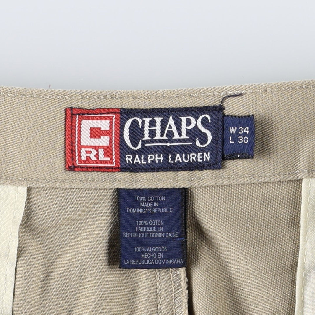 Ralph Lauren CHAPS Two-Pleat Chino Pants, Men's Size W34 (approx.) cotton Beige type Vintage Second Hand