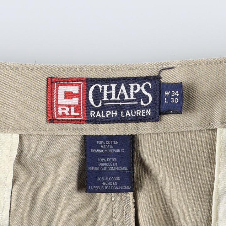 Ralph Lauren CHAPS Two-Pleat Chino Pants, Men's Size W34 (approx.) cotton Beige type Vintage Second Hand