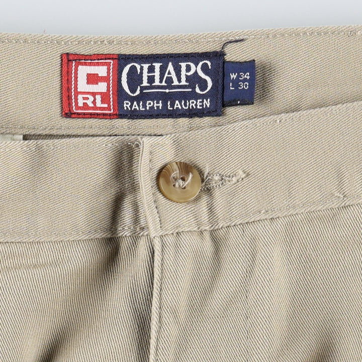 Ralph Lauren CHAPS Two-Pleat Chino Pants, Men's Size W34 (approx.) cotton Beige type Vintage Second Hand
