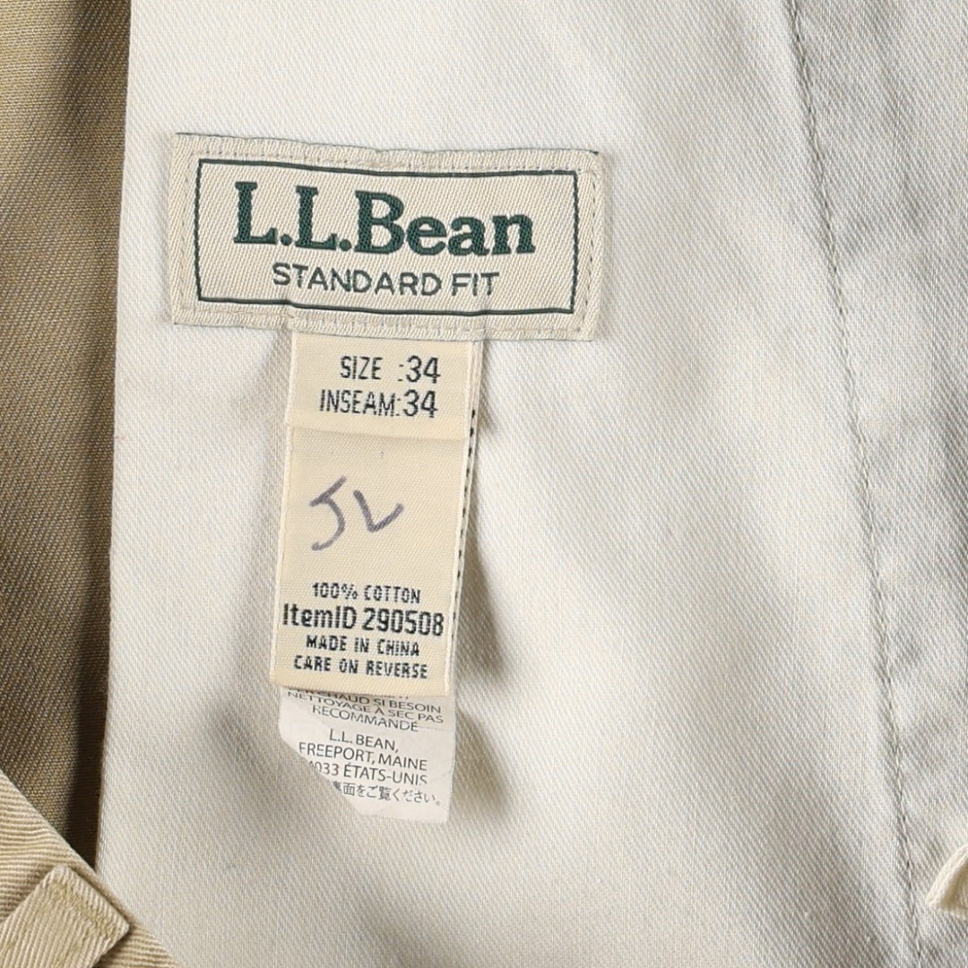 90s-00'S LLBean Standard Fit Chino Pants, Men's W36 (approx.), Vintage cotton beige type brown Vintage Second Hand