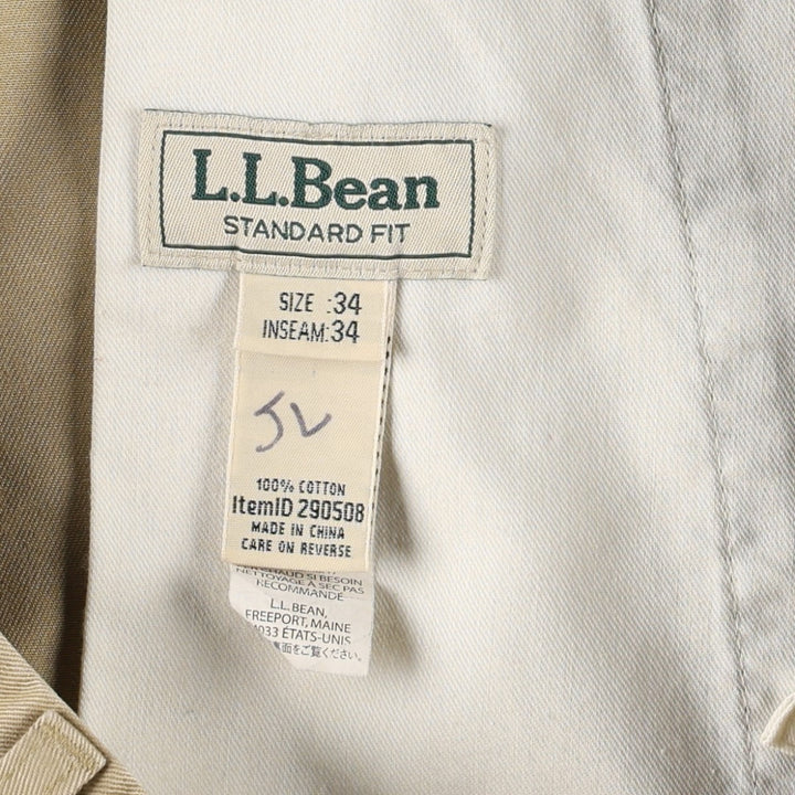90s-00'S LLBean Standard Fit Chino Pants, Men's W36 (approx.), Vintage cotton beige type brown Vintage Second Hand