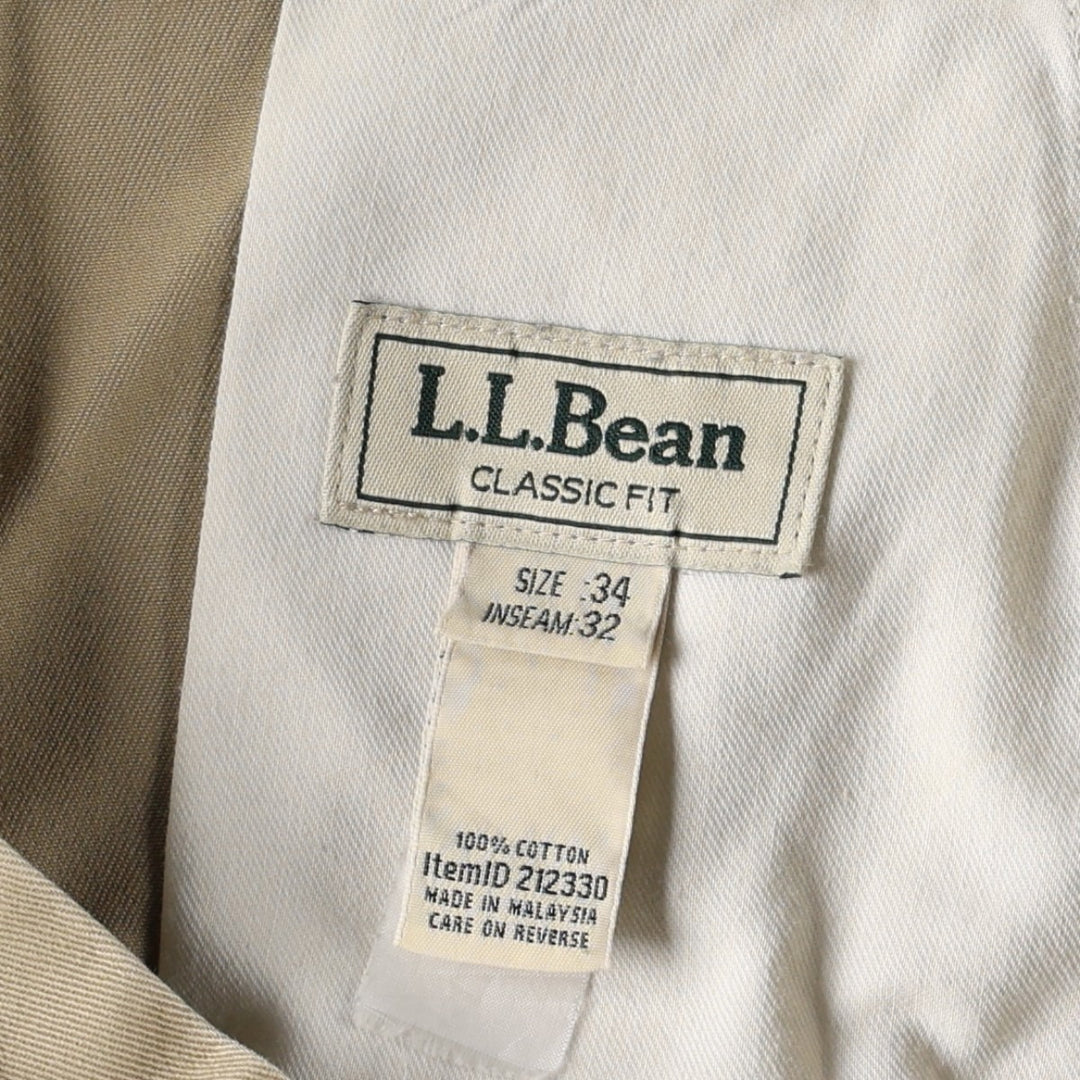 90s-00'S LLBean CLASSIC FIT Chino Pants, Men's W35 (approx.), Vintage cotton Beige type Vintage Second Hand