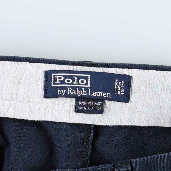 Ralph Lauren POLO by Ralph Lauren HAMMOND PANT, two-pleat chino pants, men's w35 equivalent cotton navy blue type Vintage Second Hand