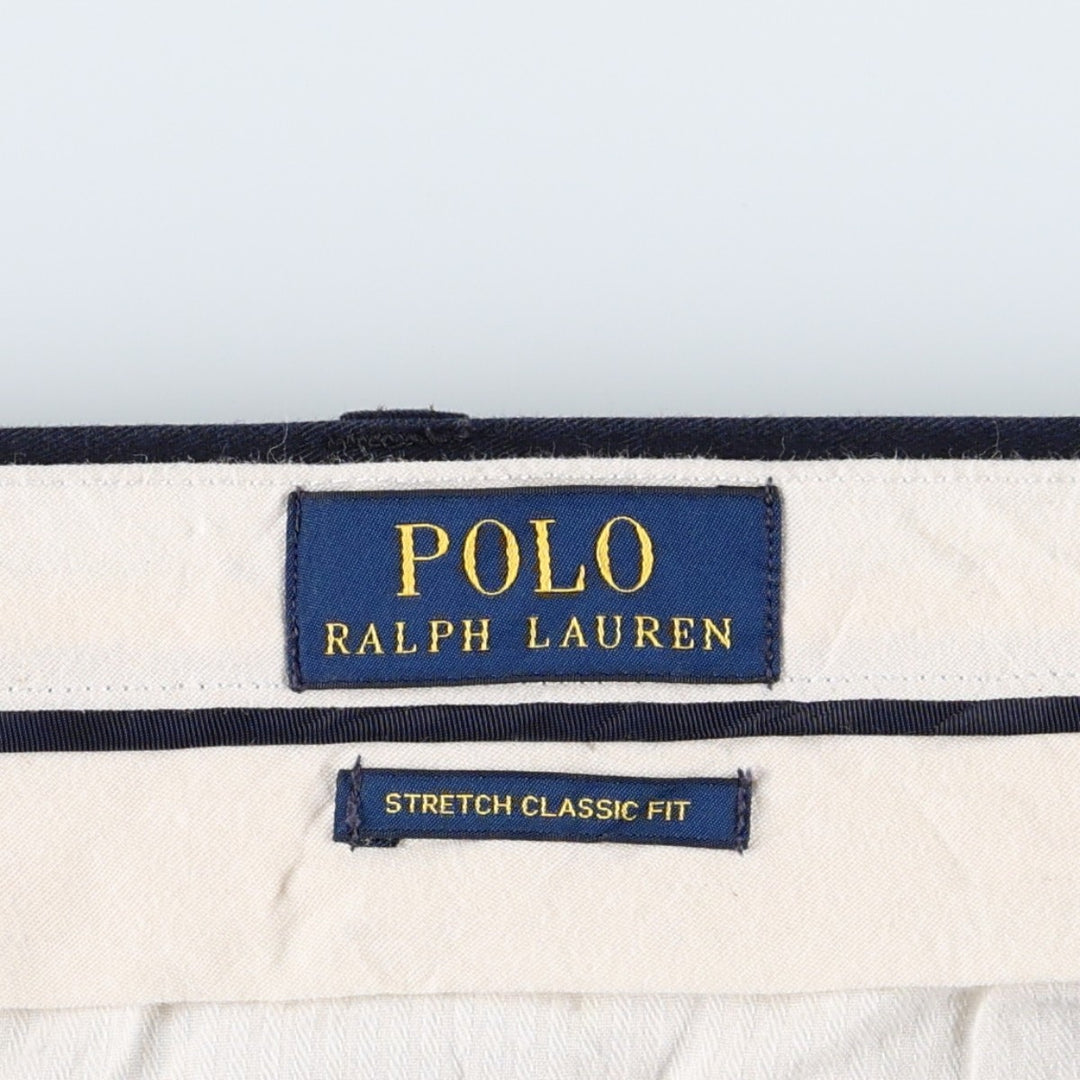 Ralph Lauren POLO RALPH LAUREN STRETCH CLASSIC FIT Chino Pants, Men's W36 (approx.) cotton navy blue type Vintage Second Hand