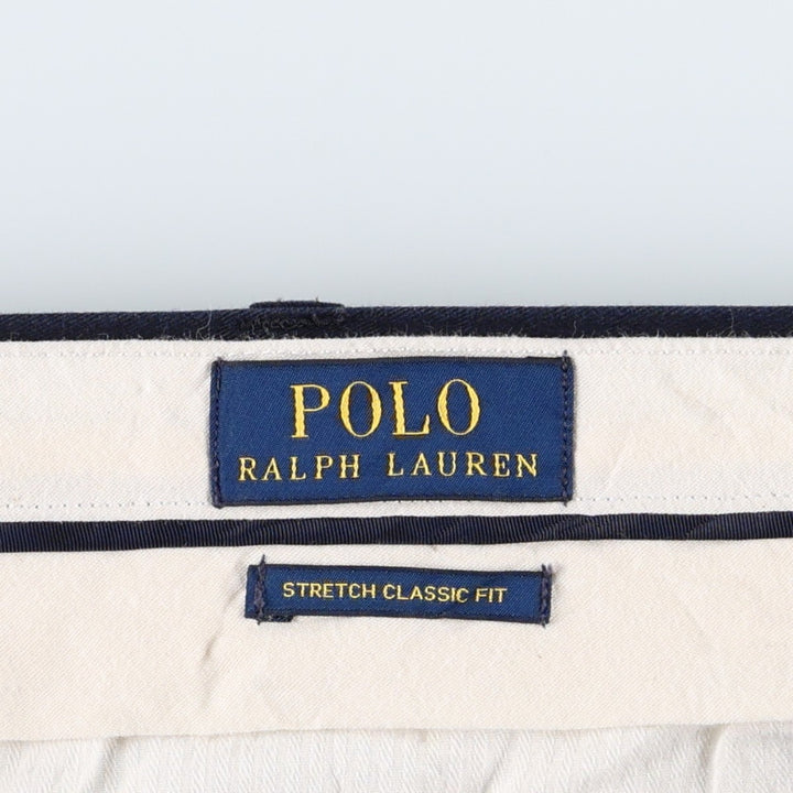Ralph Lauren POLO RALPH LAUREN STRETCH CLASSIC FIT Chino Pants, Men's W36 (approx.) cotton navy blue type Vintage Second Hand