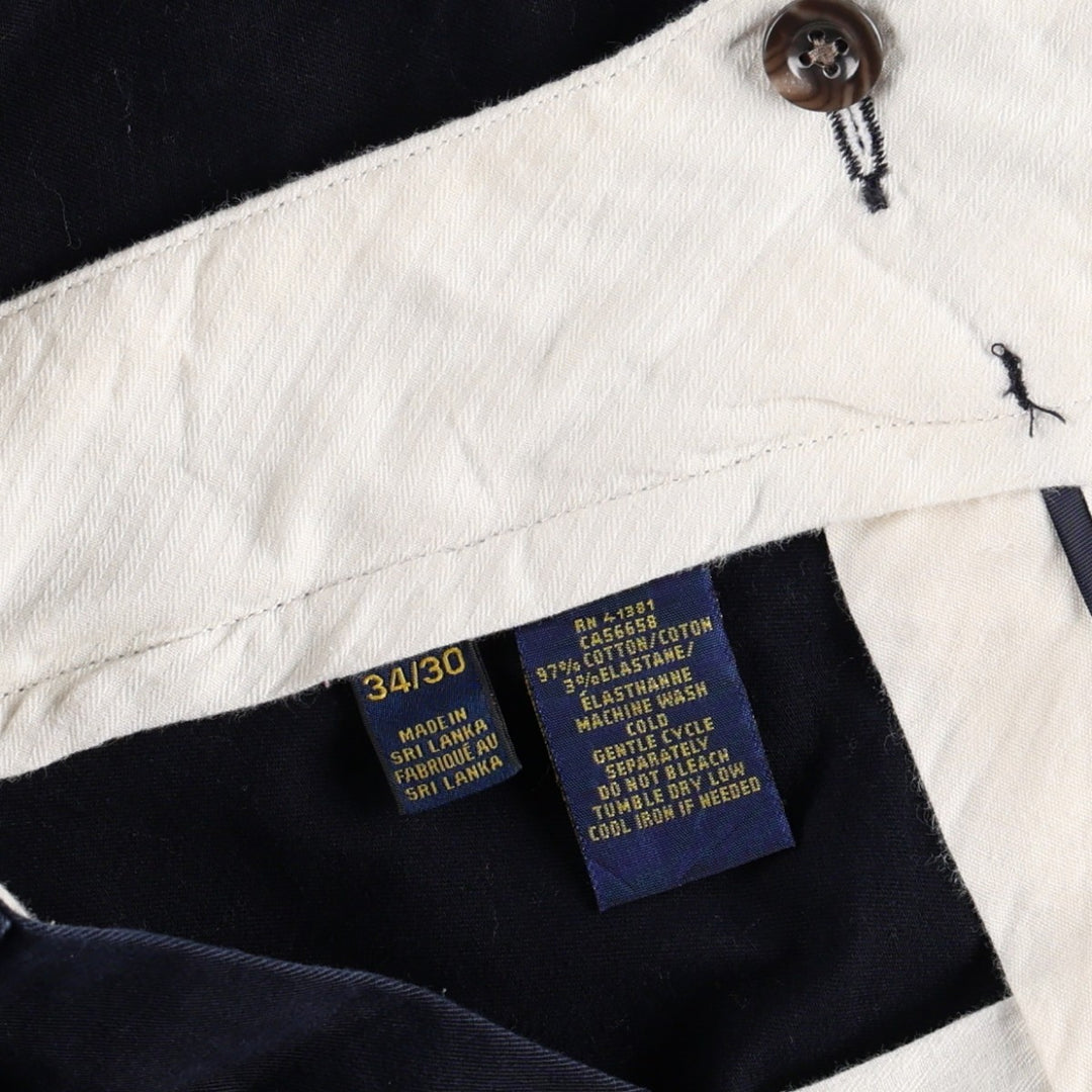 Ralph Lauren POLO RALPH LAUREN STRETCH CLASSIC FIT Chino Pants, Men's W36 (approx.) cotton navy blue type Vintage Second Hand