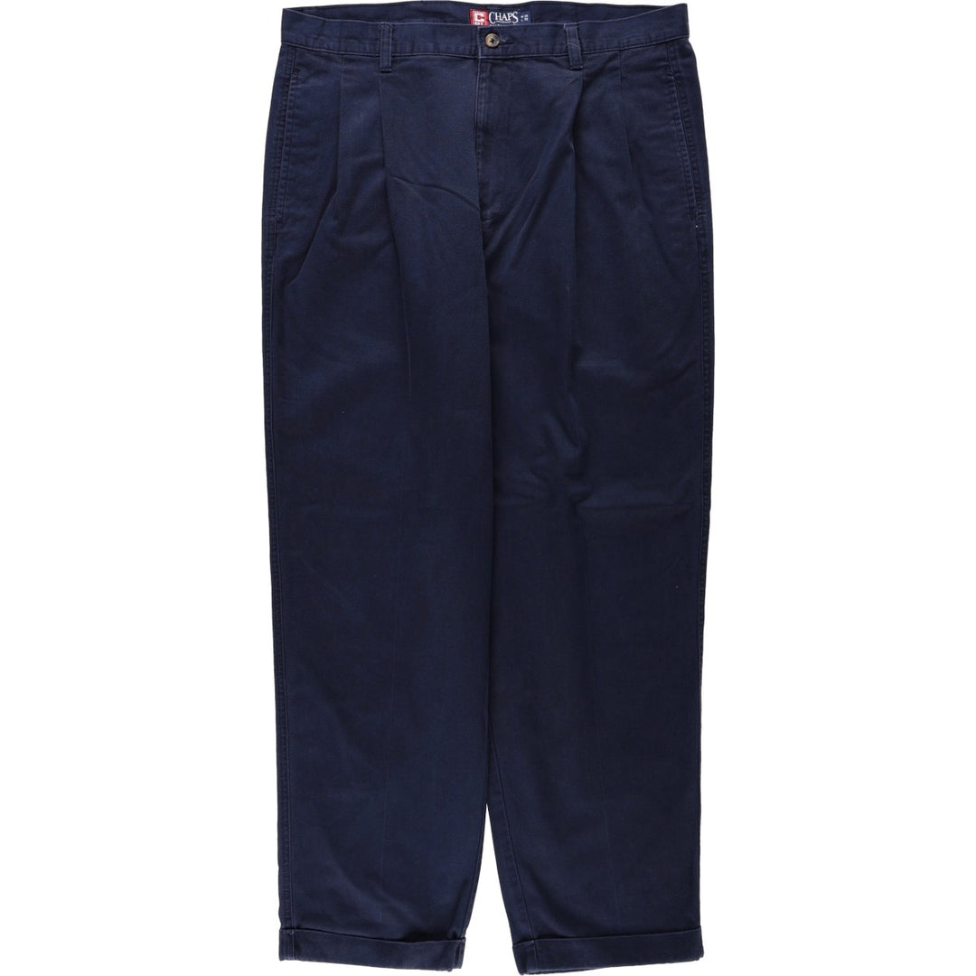 Ralph Lauren CHAPS Chino Pants, Men's W35 (approx.), Two-Pleat. cotton navy blue type Vintage Second Hand